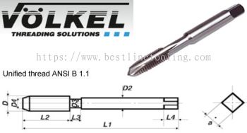 Machine Taps (UNS & UN) - ISO 529 Form B HSS-E Tolerance 2B