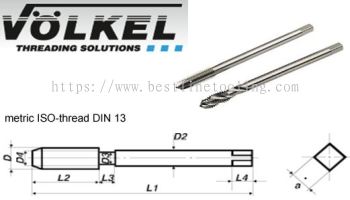 Machine Taps - Left Hand (M) DIN 371/376 Form B HSS-E Tolerance ISO 2/6H