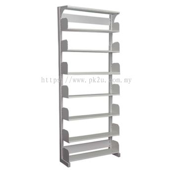 SSLS-7L-OP-A1 - Single Sided Library Shelving With Steel End Panel (7 Shelves)