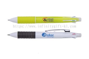 PM007 Push Action Multi Function 4 Cols Ball Plastic Pen & Eraser