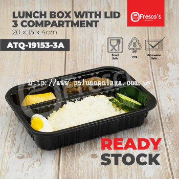 ATQ-19153-3A | 100pcs 3 Compartment Lunch Box with Lid