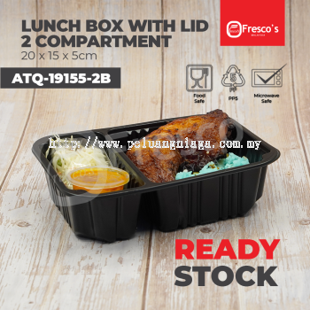 ATQ-19155-2B | 100pcs 2 Compartment Lunch Box with Lid