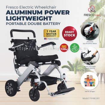 Electric Wheelchair Power Aluminum Lightweight Portable Double Battery