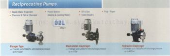 OBL Reciprocating Pump Plunger Type, Mechanical Diaphragm, Hydraulic Diaphragm