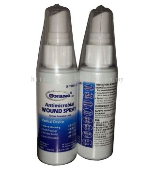 ONANOros® Antimicrobial Wound Spray (60ml): .. for diabetes foot ulcer (kencing manis) -burn treatment  -Infection  -radiation burn caused of cancer theraphy