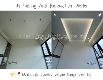 Special Cornices Ceiling Design # Country Garden Danga Bay #wiring and Led Downlight. Welcome to inquire abouts us Tq..