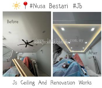 Cornice Ceiling Design #NusaBestari #Jb #special design included wiring & Led Downlight #In Installation. #