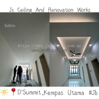 Cornice Ceiling Design #D'Summit Kempas Utama #Jb #Living Hall @ Dining Area #Included Wiring Works #And Installation #Free On-Site Quotation #Free On- Site Measurement 