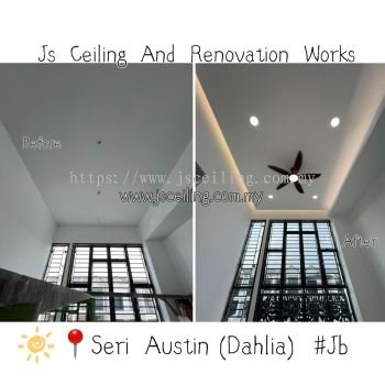 Cornice Ceiling Design #(Dahlia) Seri Austin #Jb #MasterBedRoom Classic Design #included Wiring #Led Downlight #Led strip #and in installation #Free On-site Measurement #Free on-site Quotations ..