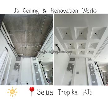 Cornice Ceiling Design #Setia Tropika #Jb #Living Hall #Coffered Ceiling Box #Included. Wiring Works #And Installation #Free On-Site Quotation #Free On- Site Measurement 
