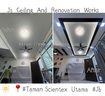 Cornice Ceiling Design #Taman Scientex Utama #Senai #Jb #Living Hall Modern 3D Lightholder Design #Wiring Works #And Installation #Free On-Site Quotation #Free On- Site Measurement #Want to inquire about Plaster Ceiling Whatsapp us Mr.John +60167211148 