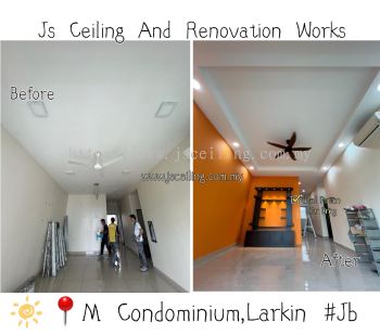 Cornice Ceiling Design #M CondoMinium Larkin Perdana#Jb # Cornice Ceiling L Box Design# Dining Closed Partition #& Installation Wiring Works  #Free On-Site Quotation #Free On- Site Measurement #welcome  to inquire about Plaster Ceiling Can Whatsapp us Mr.John +60167211148 