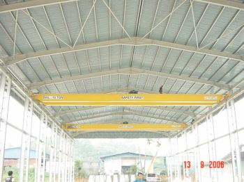 10TON DOUBLE GIRDER OVERHEAD CRANE . SPAN 24 M . INSTALLED AT PRESSURE VESSEL MANUFACTURING PLAN.