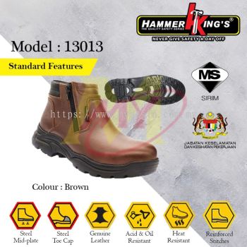 HAMMER KING'S 13013 Safety Shoes - Standard Features (Mid Cut - Zipper) [Code : 9188]