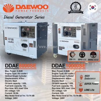 Daewoo Diesel Sound Proof Generator Series Electric Start Heavy Duty 