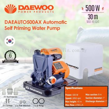 Daewoo DAEAUTO500AX  Automatic Self-Priming Water Pump / Home Booster Pump / Pam Air Rumah 500W