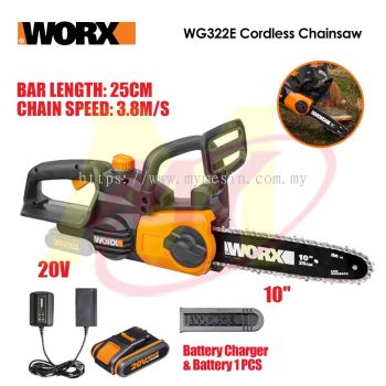 WORX WG322E Cordless Compact Chainsaw (10'')  1 Battery + 1 Charger 