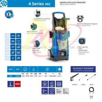 AR Blue 4 Series 492 High Pressure Cleaner 150 Bar 2100W 240V