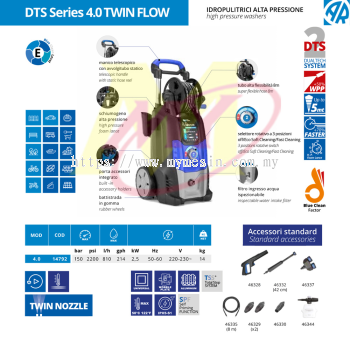 AR Blue DTS Series 4.0 Twin Flow High Pressure Cleaner 150 Bar 2500W 240V