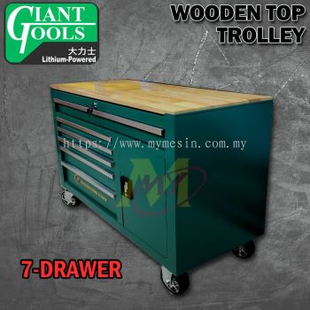 GIANT TOOLS 7 Drawer Wooden Top Trolley