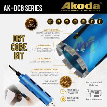 AKODA AK-DCB Series Dry Core Bit for SDS Plus Hammer Drill *All include adaptor and cental pin
