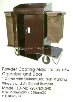 Powder Coating Maid Trolley c/w Organiser and Door