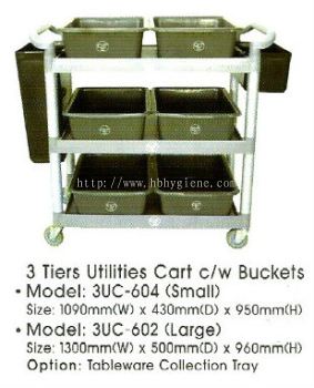 3 Tiers Utilities Cart c/w Buckets