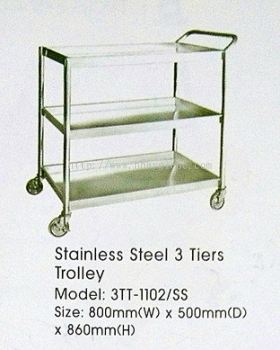 Stainless Steel 3 Tiers Trolley