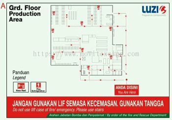 floor plan for factory/building or workshop Signage area for your safety evacuation route direction sign with map layout for yours plantation direction signboard.(click for more detail) 