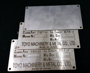 laser marking & engraving on STAINLESS svteel or Aluminum plate/graverplay plate for New and recondition machinery 