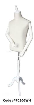 470206WH - MALE TORSO with HAND and WOODEN TRIPOD (WHITE)