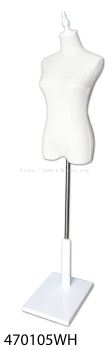 470105WH - FEMALE TORSO with SQ. WOODEN BASE (WHITE)