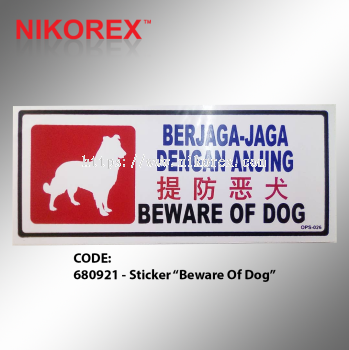 681021 - Sticker Beware Of Dog
