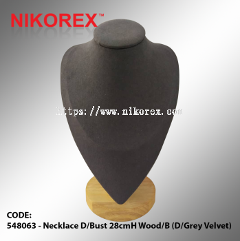 548063 - Necklace D/Bust 28cmH Wood:B (D:Grey Velvet)