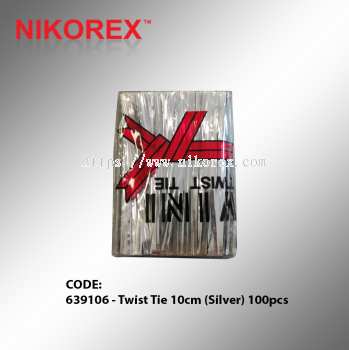 639106 - Twist Tie 10cm (Silver) 100pcs