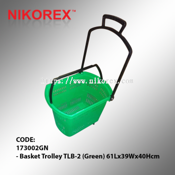 173002GN - Basket Trolley TLB-2 (Green) 61Lx39Wx40Hcm