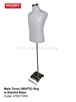 470011WH - MALE TORSO (WHITE) REG w SLANTED BASE