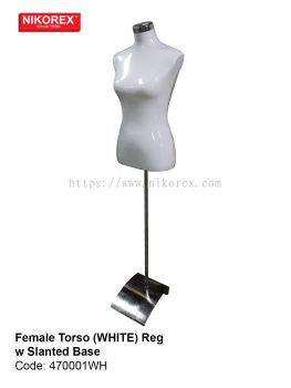 470001WH - FEMALE TORSO (WHITE) REG w SLANTED BASE