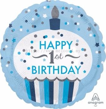 Foil 18" Anagram Blue cupcake 1st HB