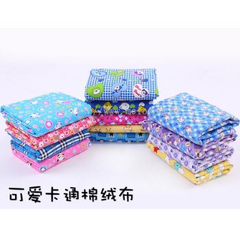 Baby Cloth Cartoon Flowers Print Flannelette  Grinding Fleece | 现货宝宝绒布卡通花朵纯棉绒面料全棉磨绒