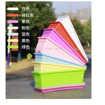 Plastic Planter Box with Saucer Plastic Rectangular Flower Pot 塑料花盆 长方形塑料花盆 Pasu Bunga Plastik