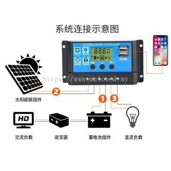 Solar Controller 20A Rechargeable Lead-Acid Lithium Battery 12/24V Household Automatic Conversion