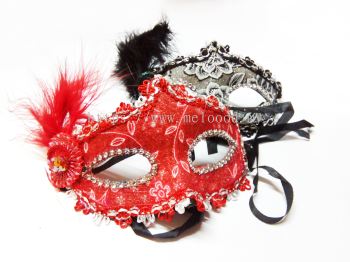 Lace Half Eye Mask with Feather - 2014 0405
