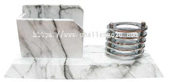 Marble Finish Wooden Card & Pen Holder (w02)