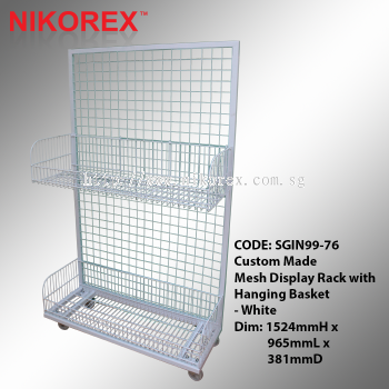 SGIN99-76 - Mesh Display Rack with Hanging Basket