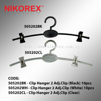 505202BK/WH/CL - Clip Hanger 2 Adj.Clip (10pcs)