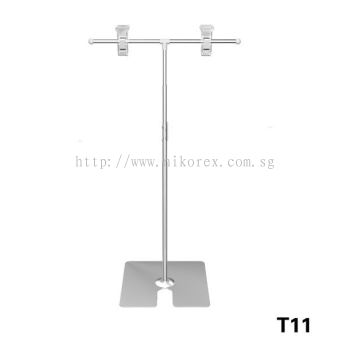 652031 - SQUARE METAL BASE T TYPE w 2 CLIP ADJ. H80cm (T11) 