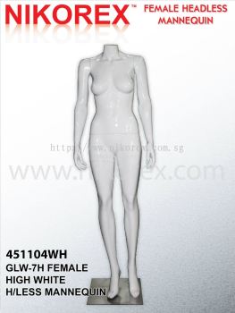 451104WH- FEMALE FIBER HEADLESS MANNEQUIN G.WHITE (GLW-7H)