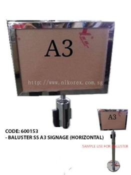 600153 -BALUSTER SS A3 SIGNAGE (HORIZONTAL)