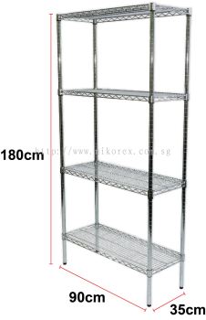 340004 - CHROMED WAVE RACK 180H x 90L x 35Dcm (4-100A)